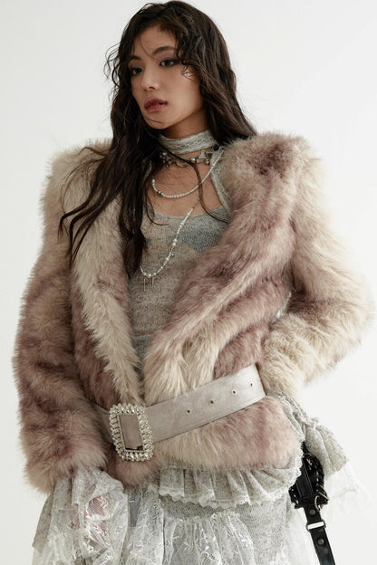 Faux Fur Hooded Short Jacket