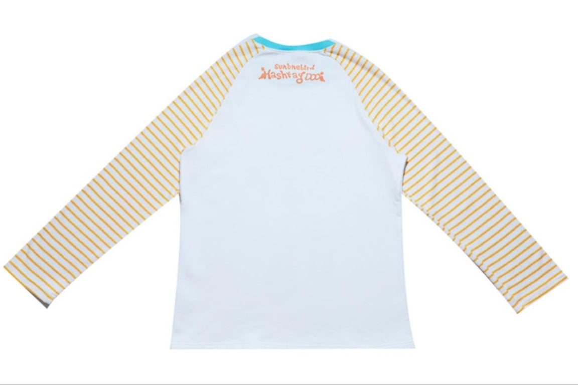 Cartoon Bird Stripe Raglan Sweatshirt