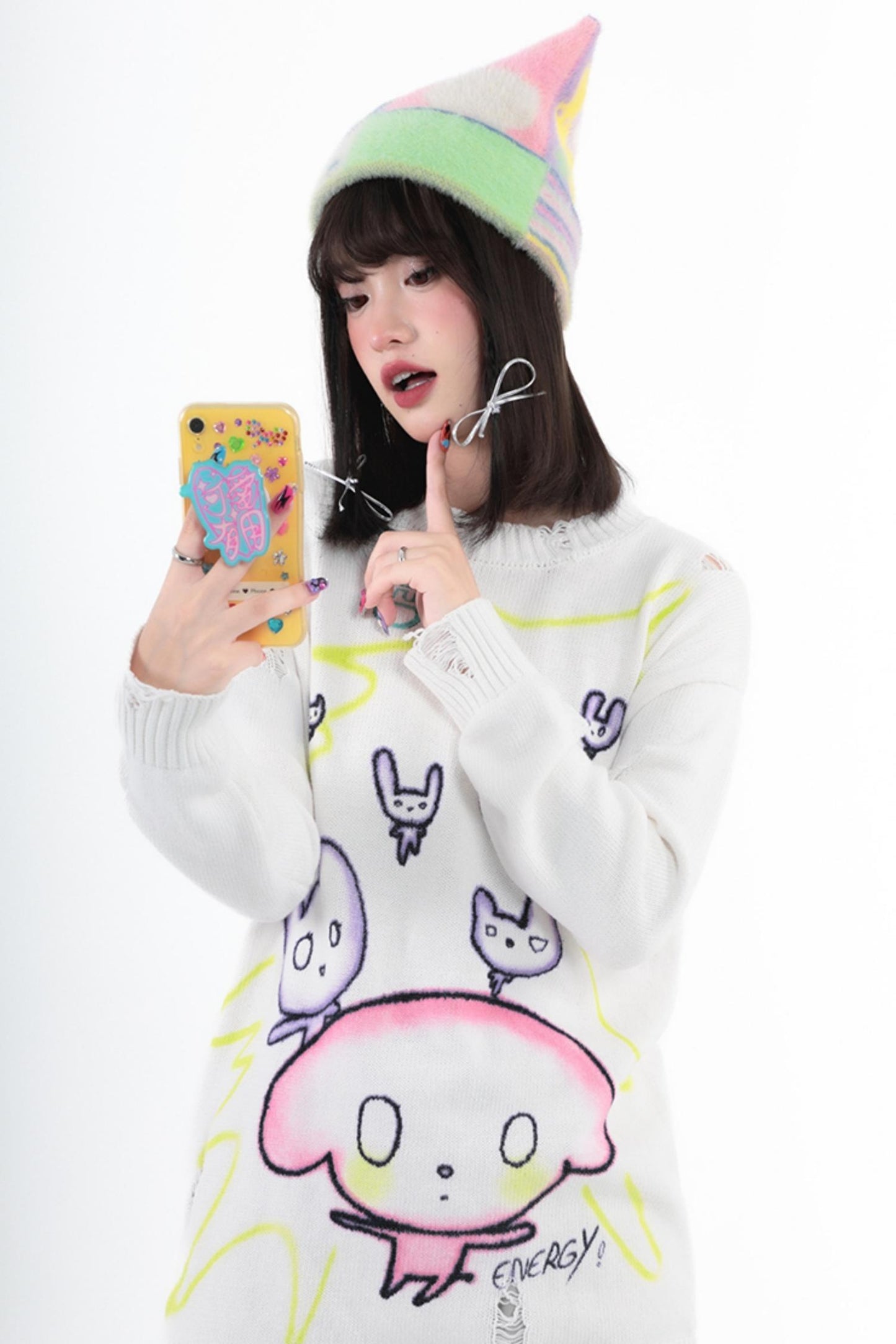 Retro Distressed Cartoon Sweater