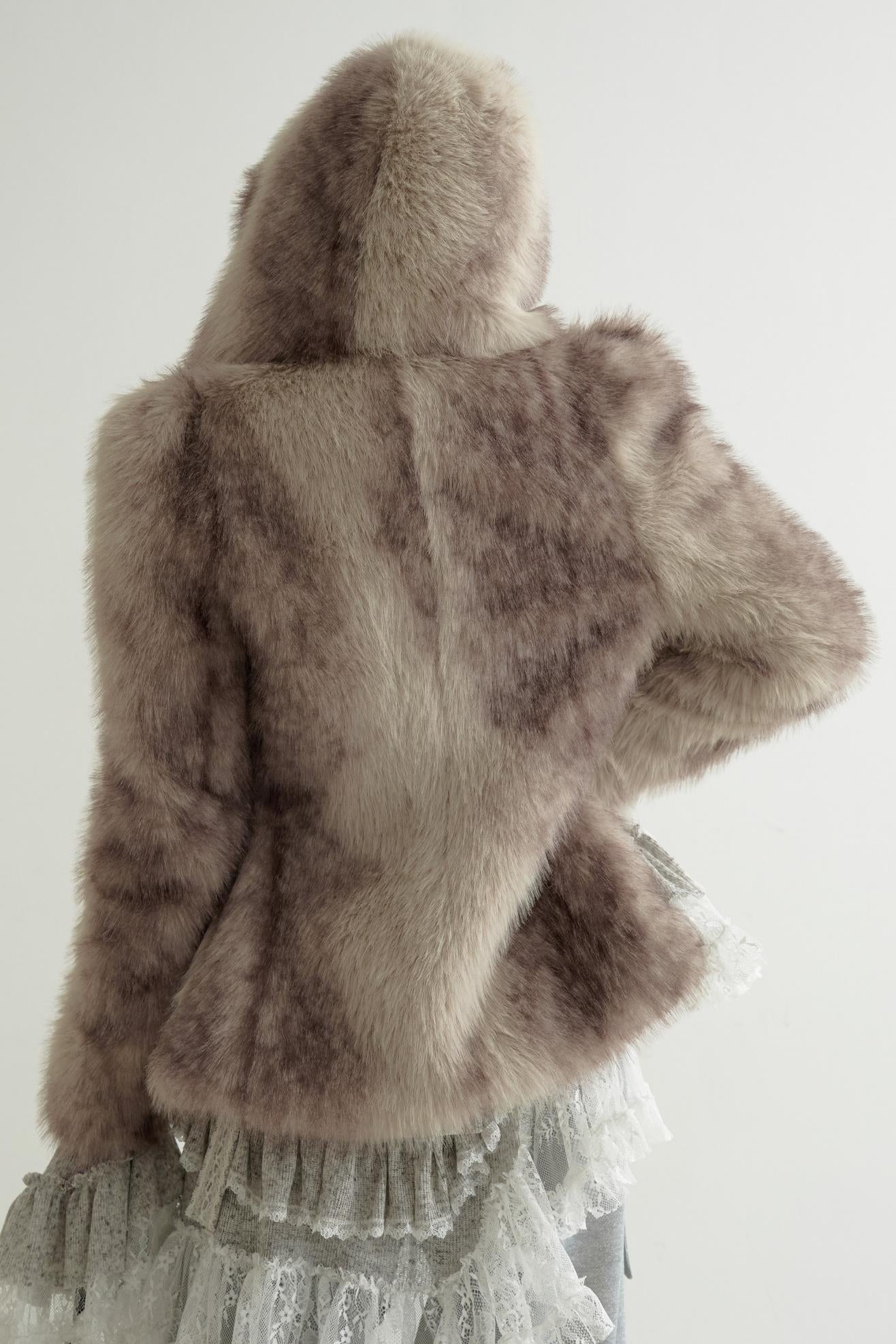 Faux Fur Hooded Short Jacket