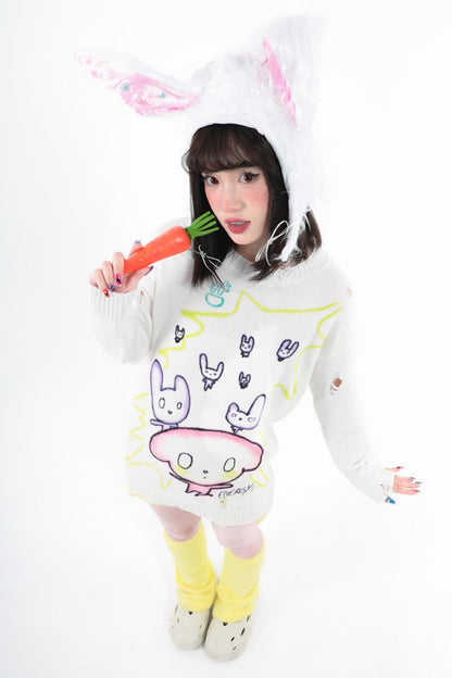 Retro Distressed Cartoon Sweater