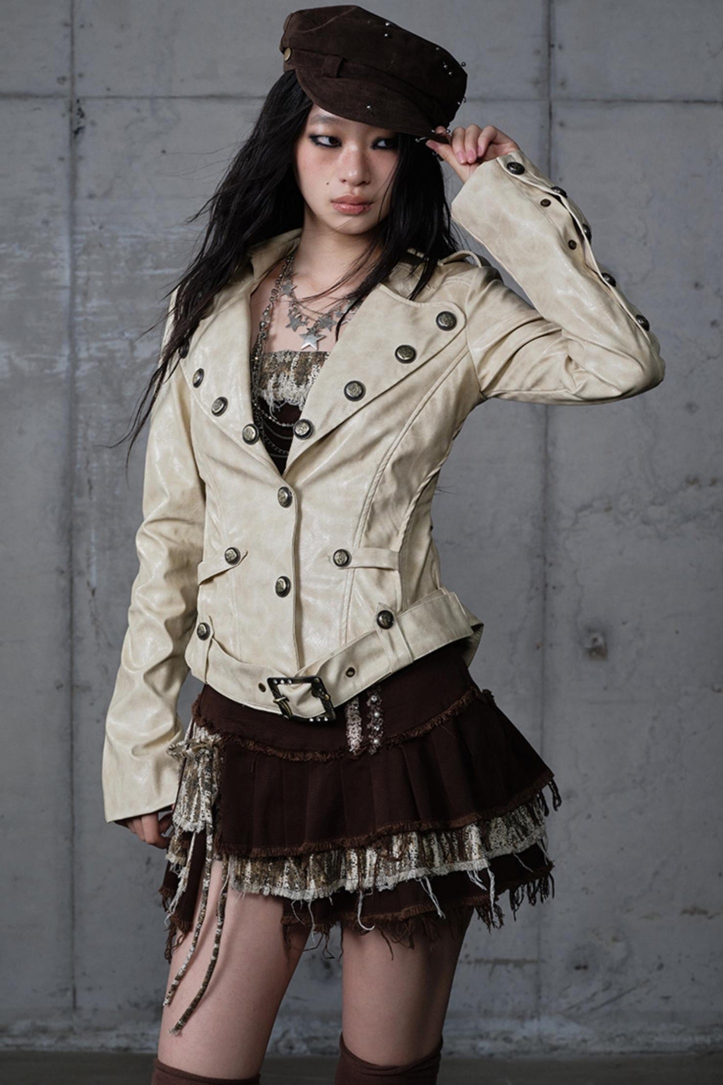 Embroidery Deconstructed  Short Leather Jacket