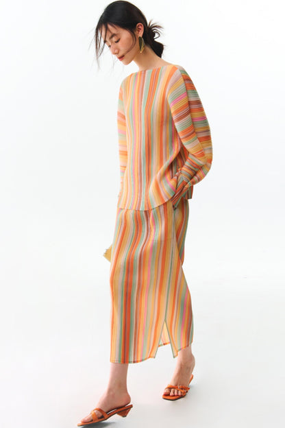 Orange Pleated Bustier Set-Up